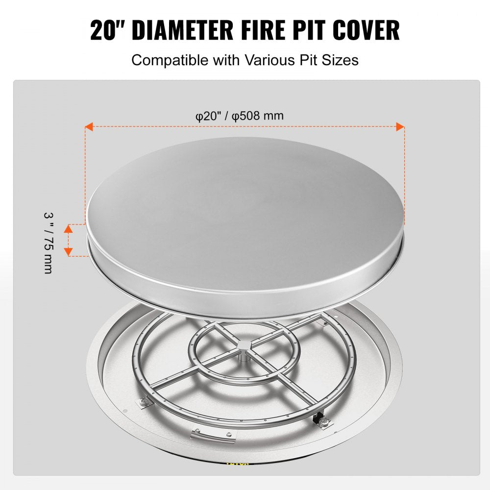 YCSR-20001-20 - 20" Stainless Steel Fire Pit Cover with Easy-Open Design
