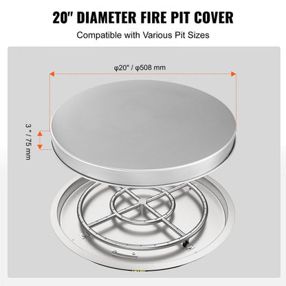 YCSR-20001-20 - 20" Stainless Steel Fire Pit Cover with Easy-Open Design
