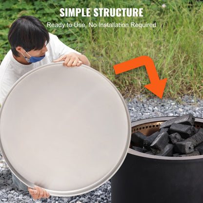 YCSR-20001-20 - 20" Stainless Steel Fire Pit Cover with Easy-Open Design