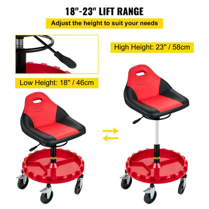 VVCCSJ5L - Ergonomic Rolling Stool with 300 lbs Capacity & Tool Tray