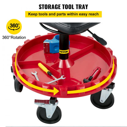 VVCCSJ5L - Ergonomic Rolling Stool with 300 lbs Capacity & Tool Tray