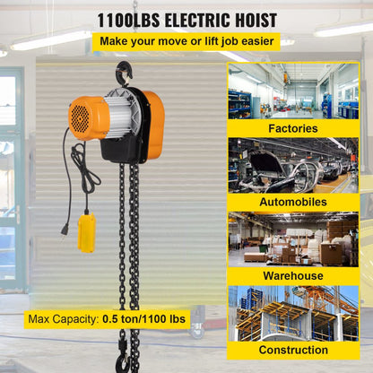 VV-HLDDHL-001 - 1100lbs VEVOR Electric Hoist with 6ft Wired Remote
