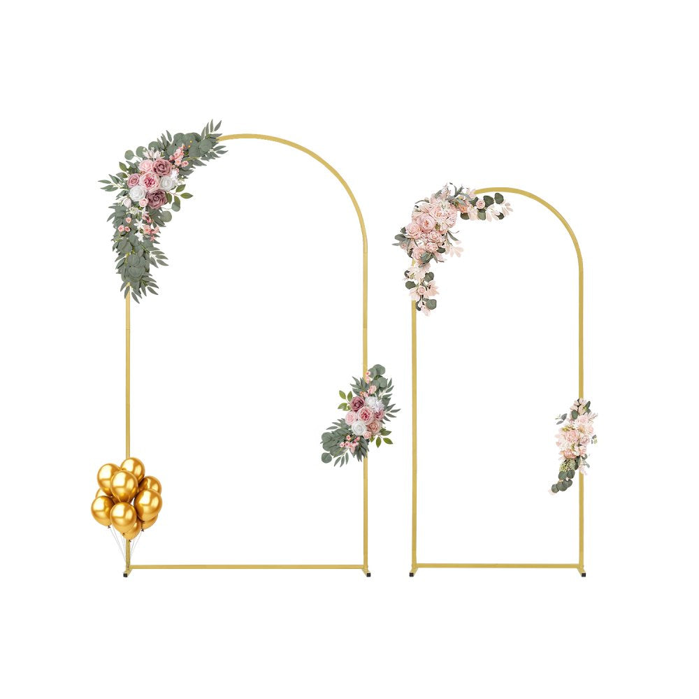 TFHQGM726FT - Gold Metal Wedding Arch Stand Set, 7.2ft & 6ft Sizes