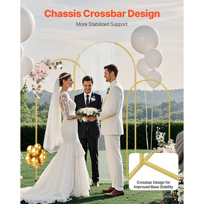 TFHQGM654FT - 3-Piece Gold Wedding Arch Stand Set, 6ft x 2.6ft Special Occasion Decor