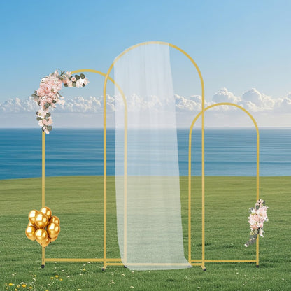 TFHQGM654FT - 3-Piece Gold Wedding Arch Stand Set, 6ft x 2.6ft Special Occasion Decor