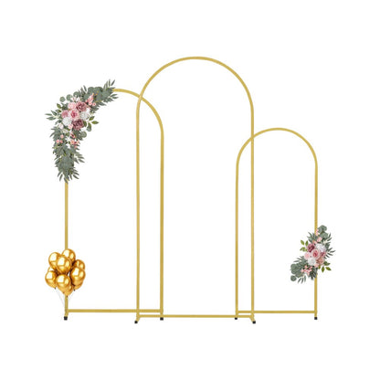 TFHQGM654FT - 3-Piece Gold Wedding Arch Stand Set, 6ft x 2.6ft Special Occasion Decor