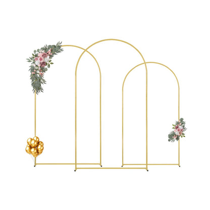 TFHQGM87266FT - Elegant Gold Metal Arch Stand Set of 3 for Weddings