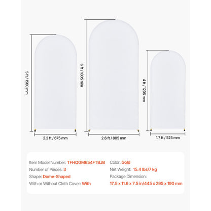 TFHQGM654FTBJB - 3-Piece Gold Wedding Arch Set, 6 x 2.6 ft & More