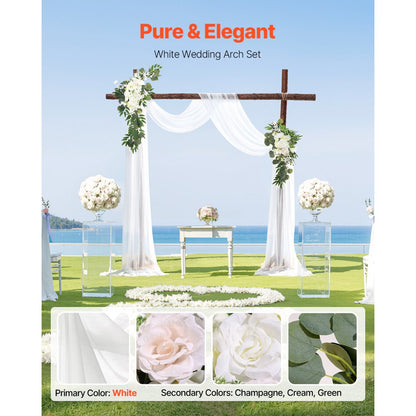 XH-HQ01 - 21ft Romantic Wedding Arch Flowers Kit with Elegant Drapes