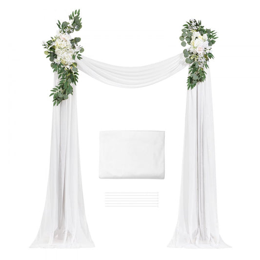 XH-HQ01 - 21ft Romantic Wedding Arch Flowers Kit with Elegant Drapes