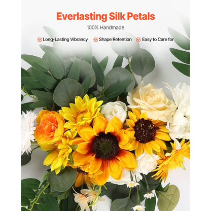 XH-HQ02 - Elegant Wedding Arch Kit with 21ft Drapes & Lifesize Flowers