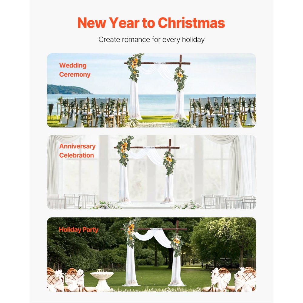 XH-HQ02 - Elegant Wedding Arch Kit with 21ft Drapes & Lifesize Flowers