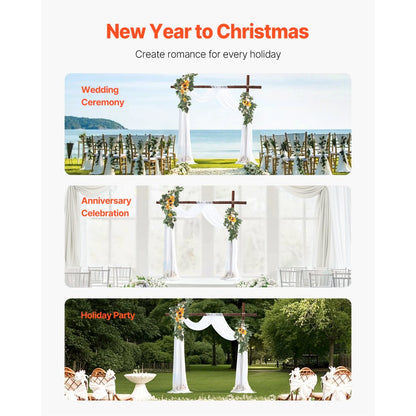 XH-HQ02 - Elegant Wedding Arch Kit with 21ft Drapes & Lifesize Flowers