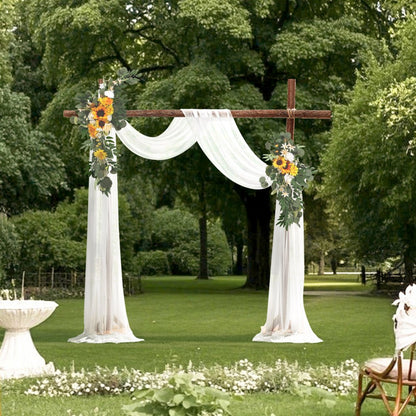 XH-HQ02 - Elegant Wedding Arch Kit with 21ft Drapes & Lifesize Flowers