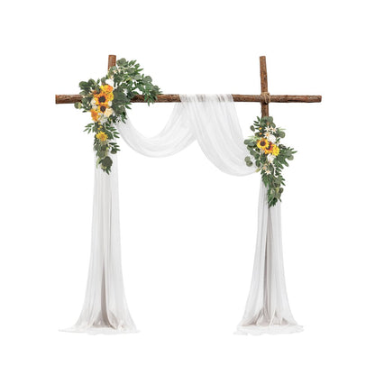 XH-HQ02 - Elegant Wedding Arch Kit with 21ft Drapes & Lifesize Flowers