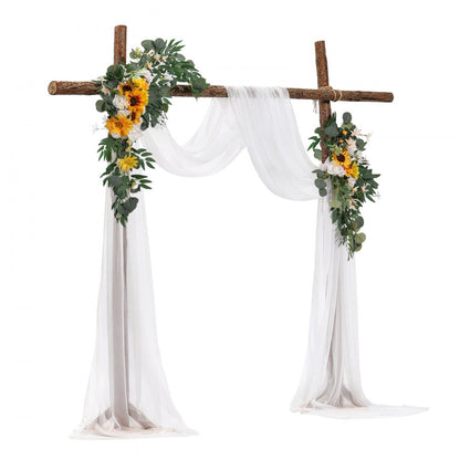 XH-HQ02 - Elegant Wedding Arch Kit with 21ft Drapes & Lifesize Flowers