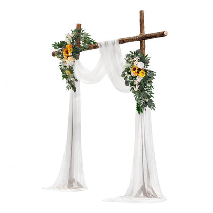 XH-HQ02 - Elegant Wedding Arch Kit with 21ft Drapes & Lifesize Flowers