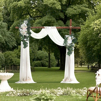 XH-HQ03 - 21ft Artificial Wedding Arch Kit with Silk Flowers & Drapes
