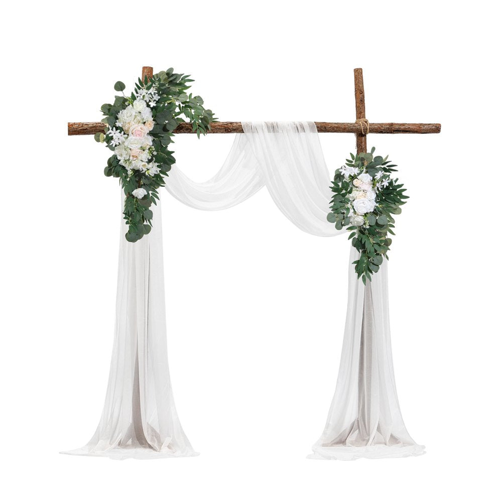 XH-HQ03 - 21ft Artificial Wedding Arch Kit with Silk Flowers & Drapes