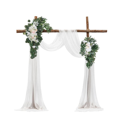 XH-HQ03 - 21ft Artificial Wedding Arch Kit with Silk Flowers & Drapes