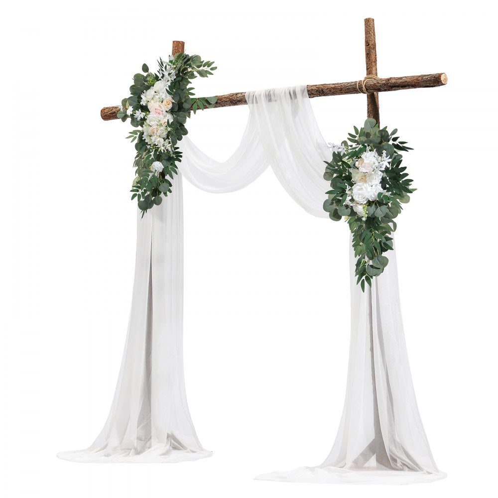 XH-HQ03 - 21ft Artificial Wedding Arch Kit with Silk Flowers & Drapes