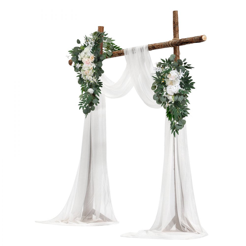 XH-HQ03 - 21ft Artificial Wedding Arch Kit with Silk Flowers & Drapes