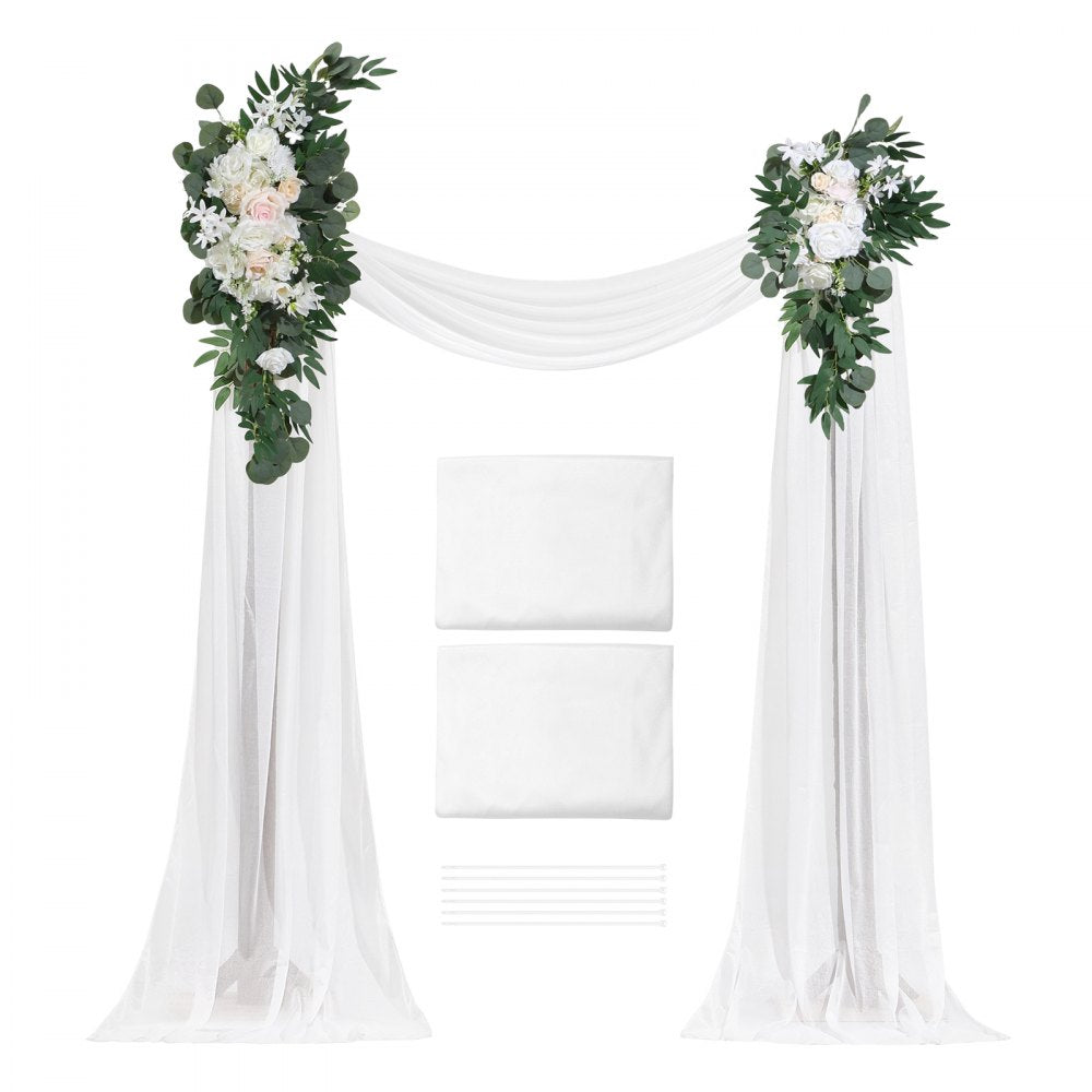 XH-HQ03 - 21ft Artificial Wedding Arch Kit with Silk Flowers & Drapes