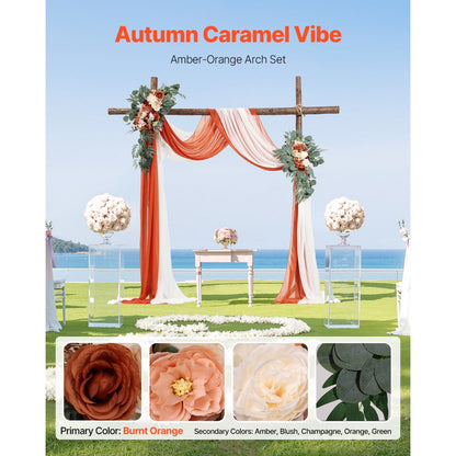 XH-HQ04 - 21ft Wedding Arch Kit with Lifelike Flowers & Sheer Drapes