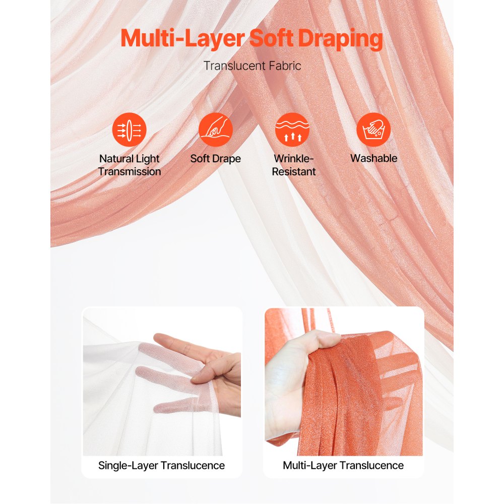 XH-HQ04 - 21ft Wedding Arch Kit with Lifelike Flowers & Sheer Drapes