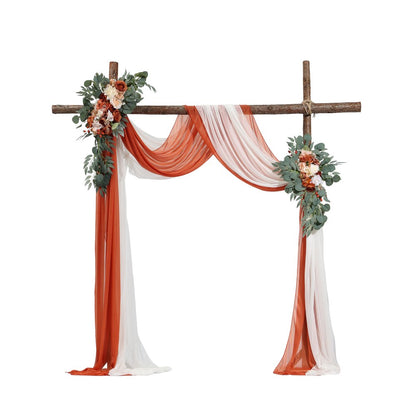 XH-HQ04 - 21ft Wedding Arch Kit with Lifelike Flowers & Sheer Drapes