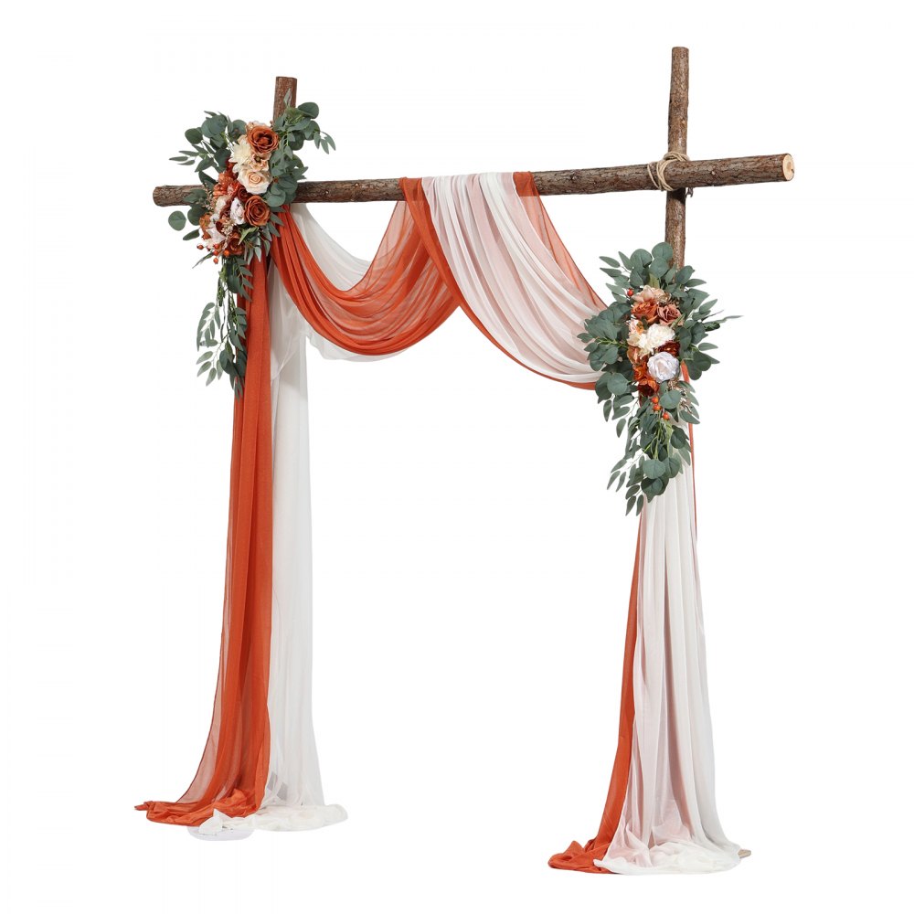 XH-HQ04 - 21ft Wedding Arch Kit with Lifelike Flowers & Sheer Drapes