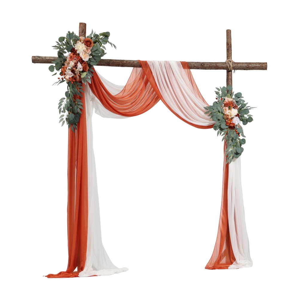 XH-HQ04 - 21ft Wedding Arch Kit with Lifelike Flowers & Sheer Drapes