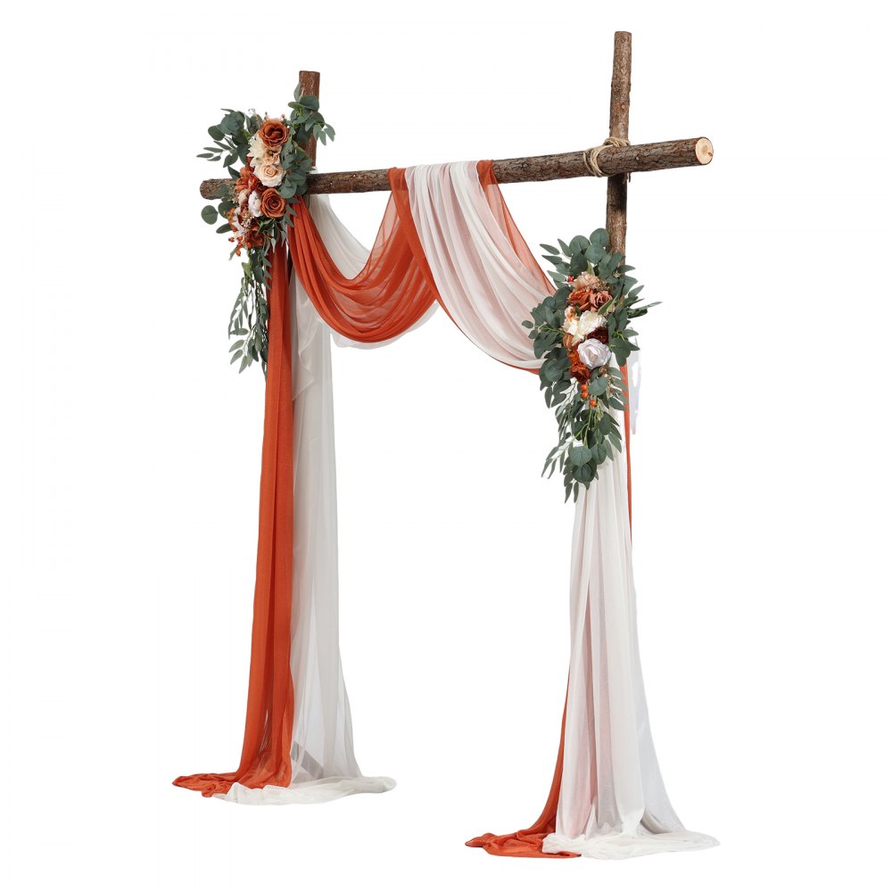 XH-HQ04 - 21ft Wedding Arch Kit with Lifelike Flowers & Sheer Drapes