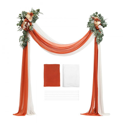 XH-HQ04 - 21ft Wedding Arch Kit with Lifelike Flowers & Sheer Drapes