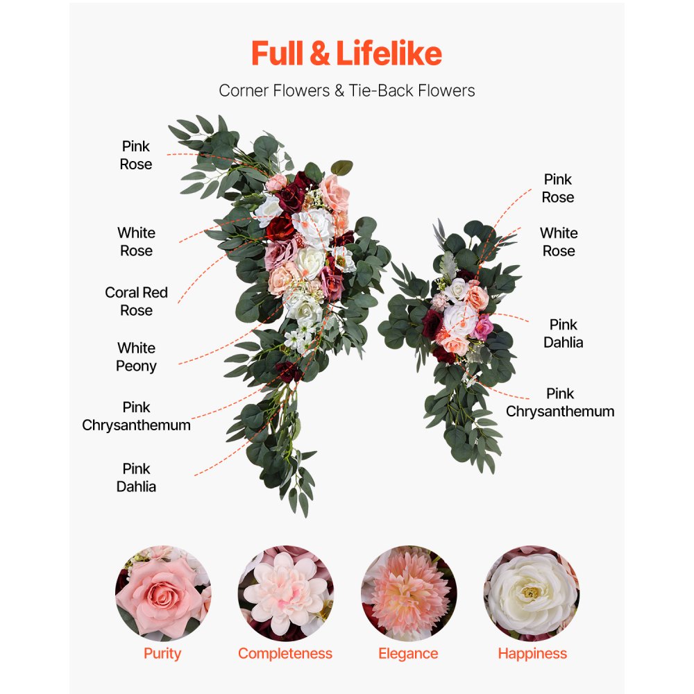 XH-HQ05 - 21ft Romantic Wedding Arch Flowers Kit with Drapes