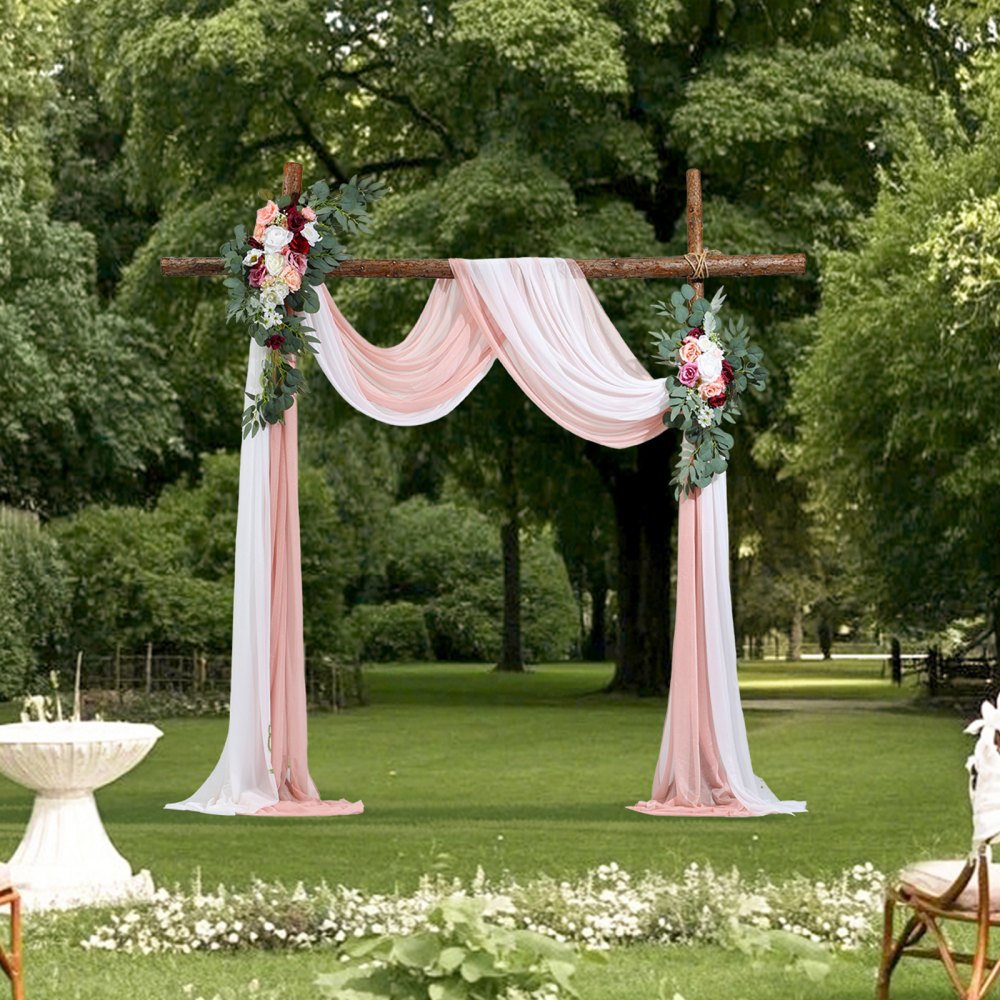 XH-HQ05 - 21ft Romantic Wedding Arch Flowers Kit with Drapes