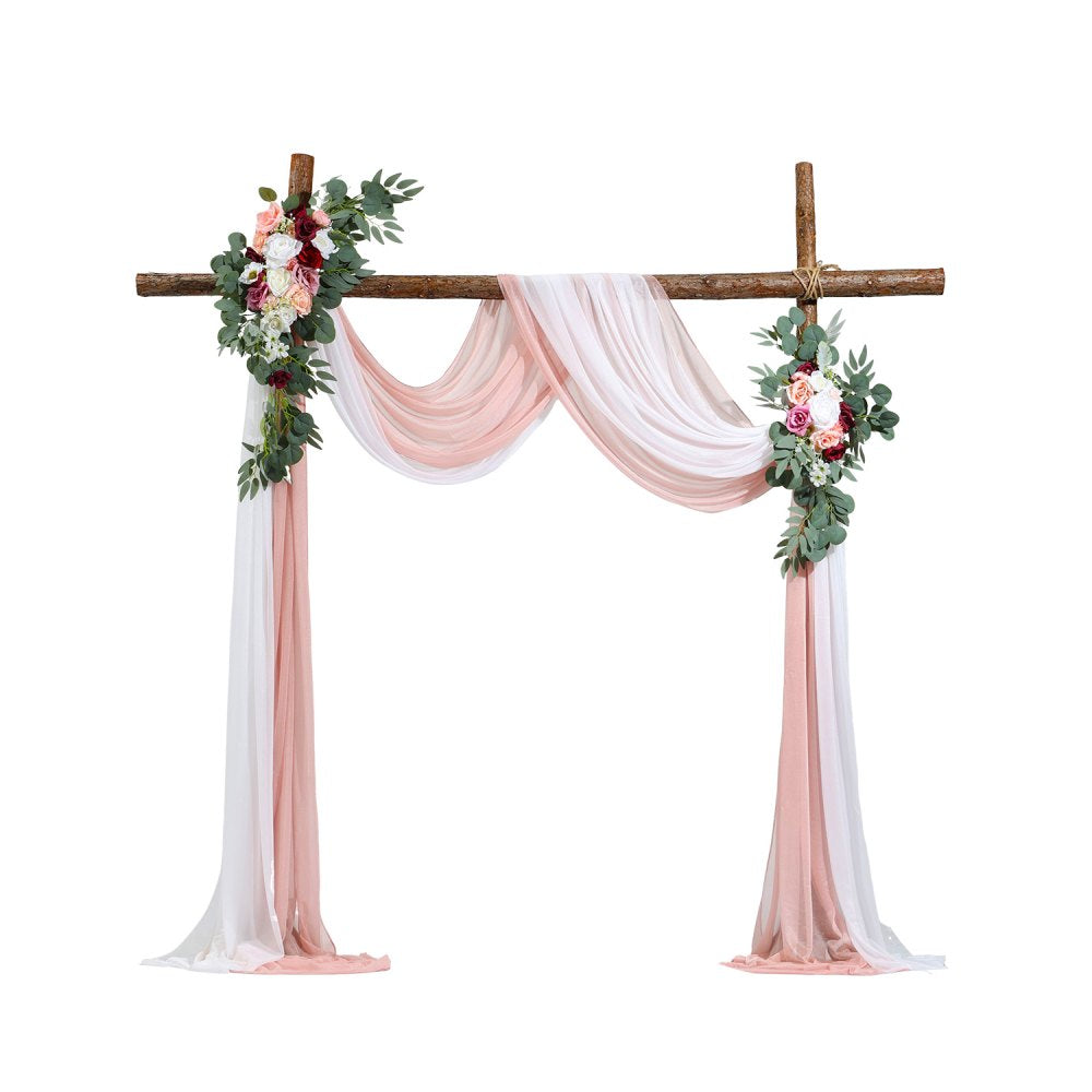 XH-HQ05 - 21ft Romantic Wedding Arch Flowers Kit with Drapes