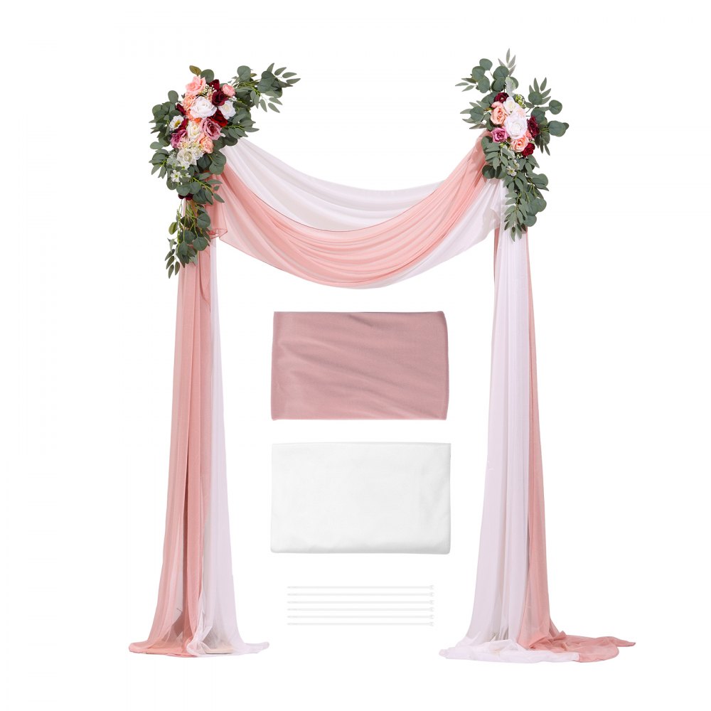 XH-HQ05 - 21ft Romantic Wedding Arch Flowers Kit with Drapes