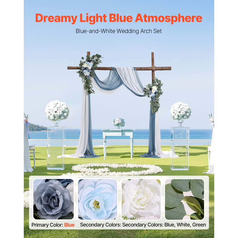 XH-HQ06 - 21ft Draped Wedding Arch Kit with Lifelike Flowers