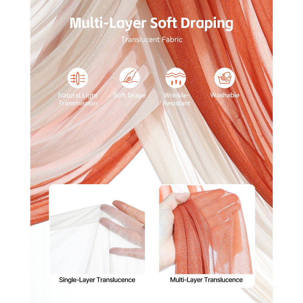 XH-HQ07 - Elegant 33ft Wedding Arch Kit with Silk Flowers & Drapes