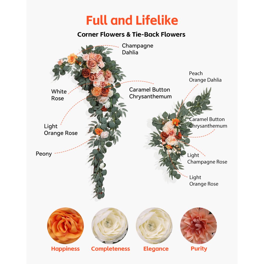 XH-HQ07 - Elegant 33ft Wedding Arch Kit with Silk Flowers & Drapes