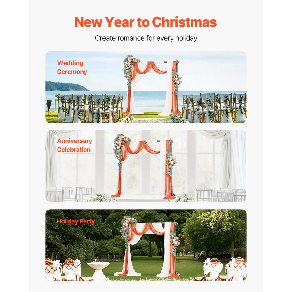 XH-HQ07 - Elegant 33ft Wedding Arch Kit with Silk Flowers & Drapes