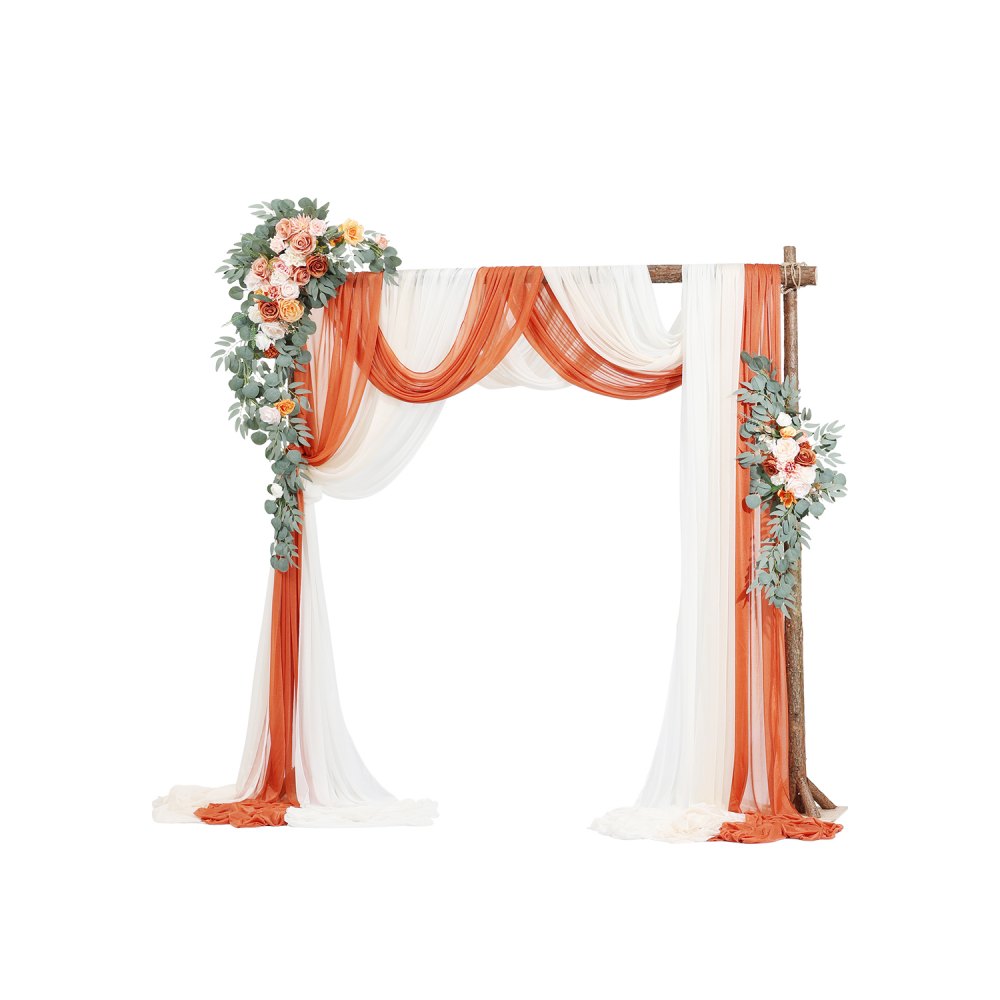 XH-HQ07 - Elegant 33ft Wedding Arch Kit with Silk Flowers & Drapes