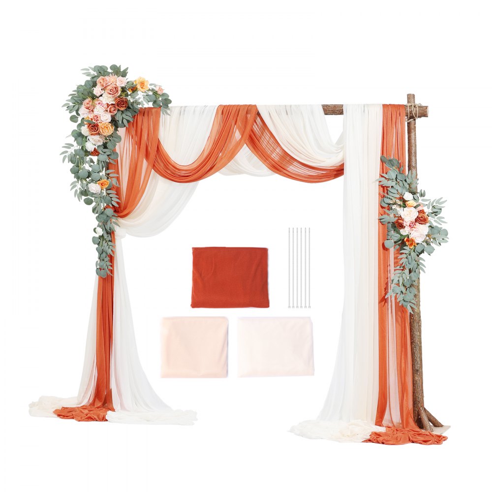 XH-HQ07 - Elegant 33ft Wedding Arch Kit with Silk Flowers & Drapes