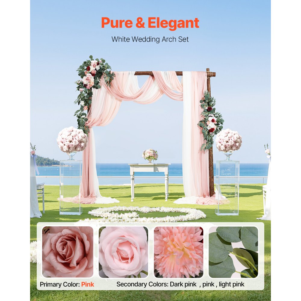 XH-HQ08 - Elegant 33ft Wedding Arch Flowers Kit with Drapes & Straps