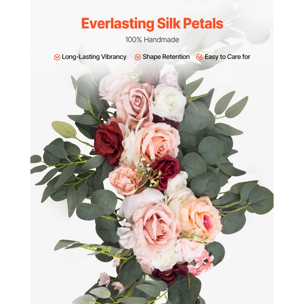 XH-HQ08 - Elegant 33ft Wedding Arch Flowers Kit with Drapes & Straps