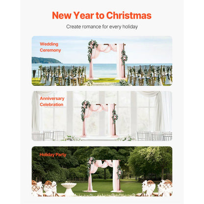 XH-HQ08 - Elegant 33ft Wedding Arch Flowers Kit with Drapes & Straps