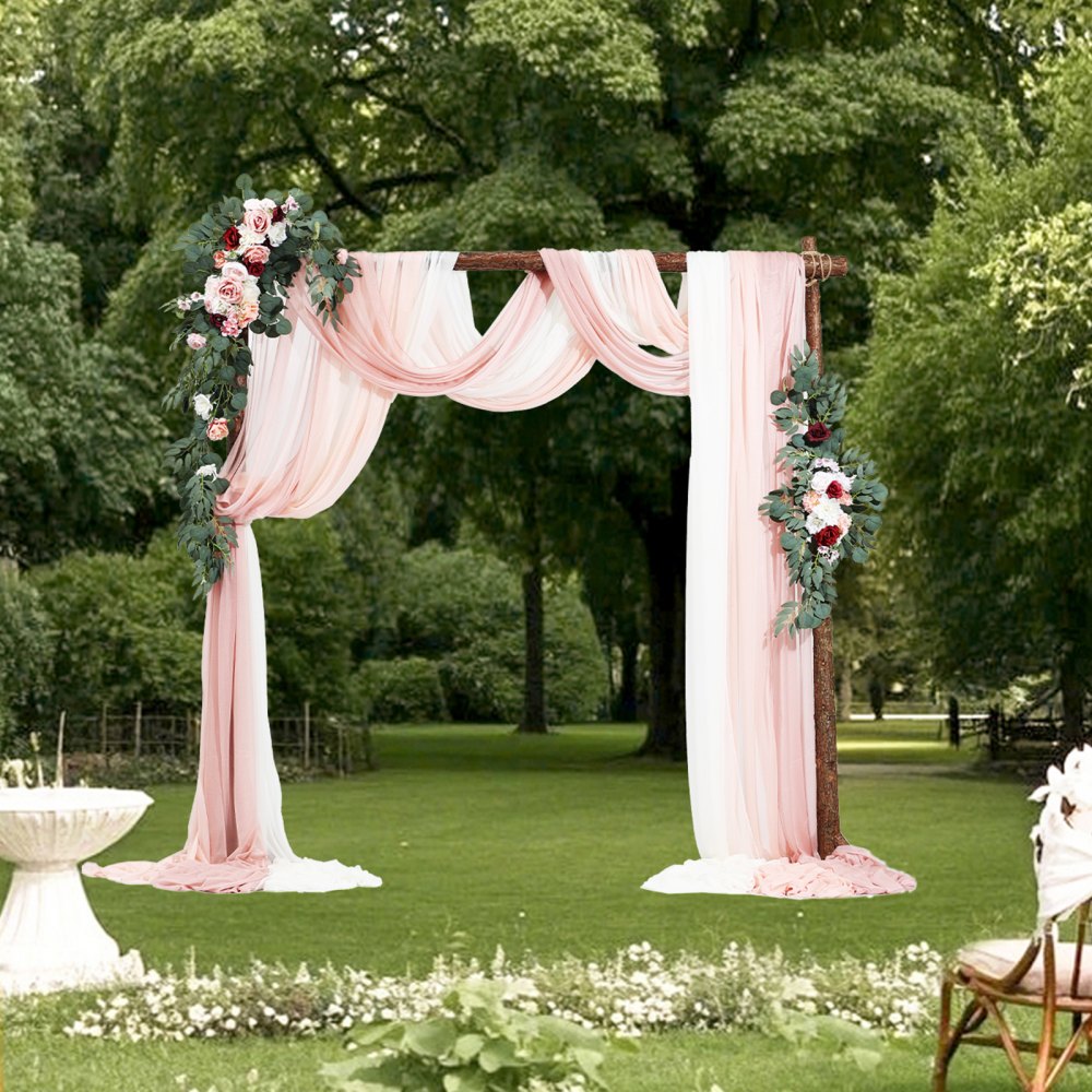 XH-HQ08 - Elegant 33ft Wedding Arch Flowers Kit with Drapes & Straps
