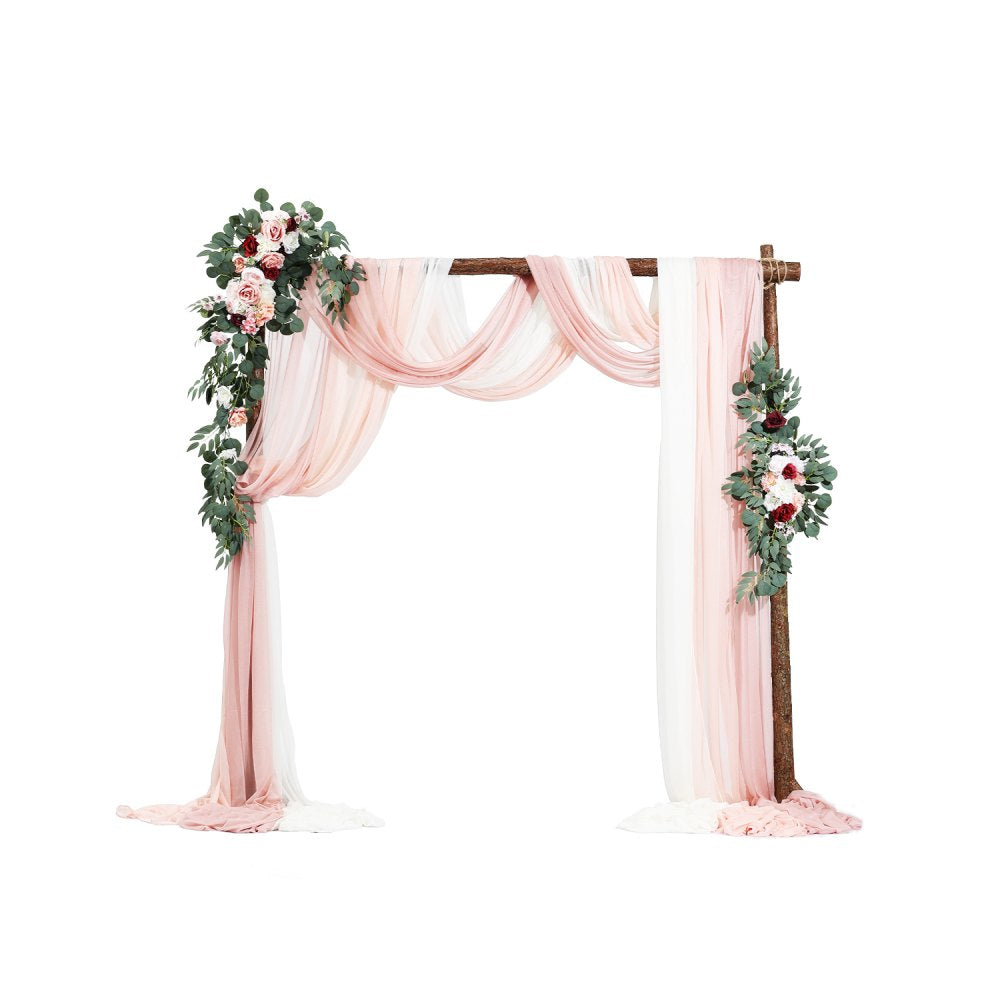 XH-HQ08 - Elegant 33ft Wedding Arch Flowers Kit with Drapes & Straps