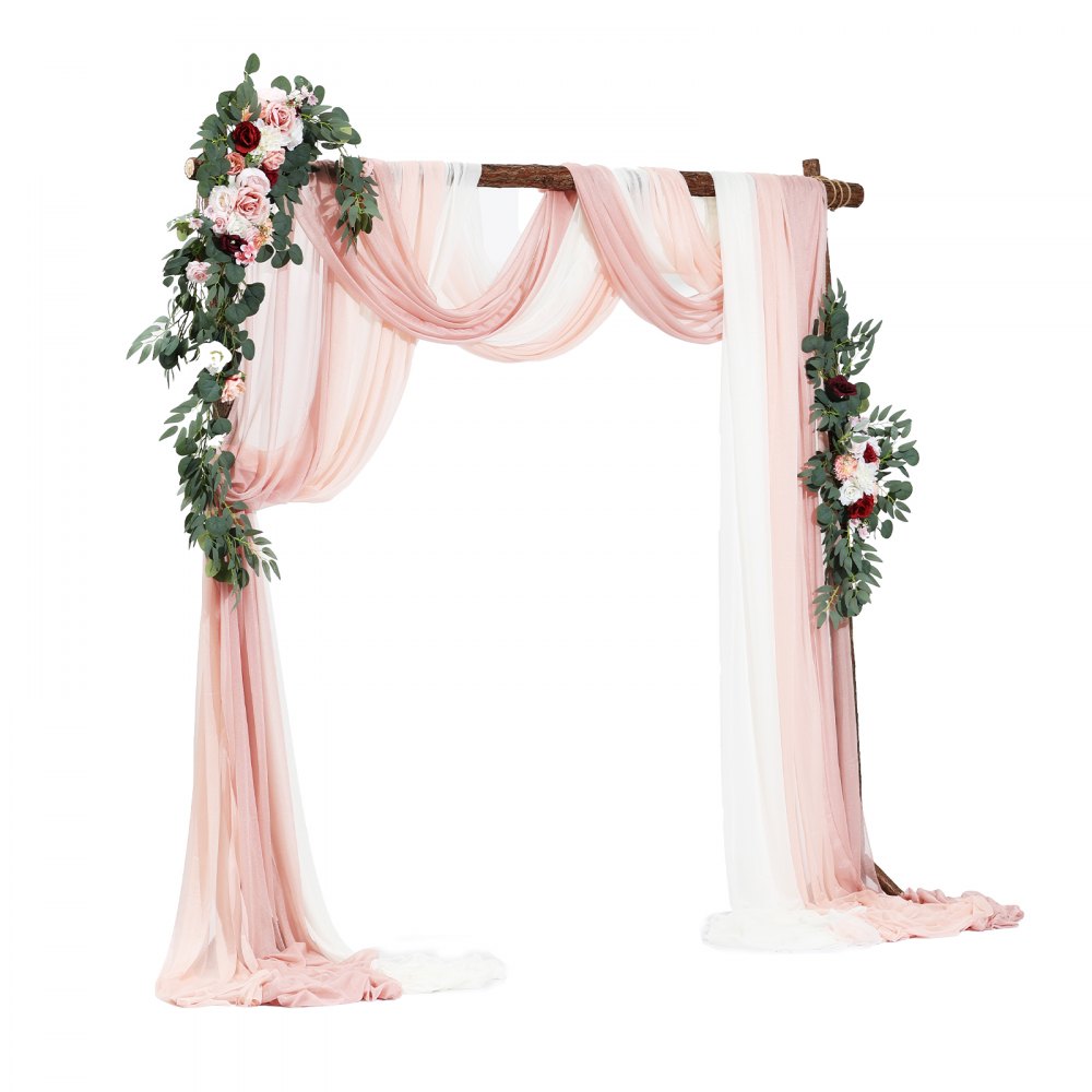 XH-HQ08 - Elegant 33ft Wedding Arch Flowers Kit with Drapes & Straps